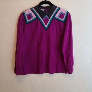 Vintage Geeta Indian Cotton Geometric Blouse M